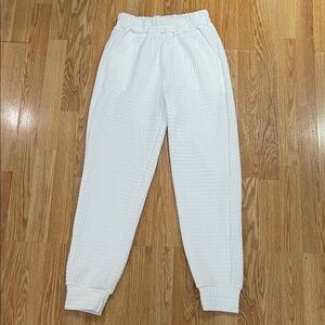 White Textured Jogger Pants
